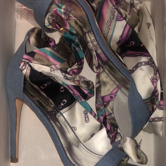 Cape Robbin Multi Color Satin Leg Wrap Lace Up Open Toe Dress Sandal High Heel - Picture 7 of 8